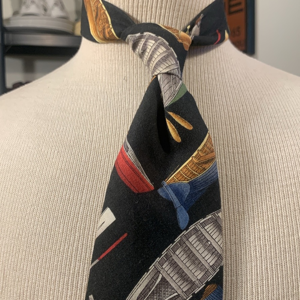 CANOES ROWBOATS OARS PRINT NECKTIE BOATING OUTFITTERS OUTDOORS CAMPING